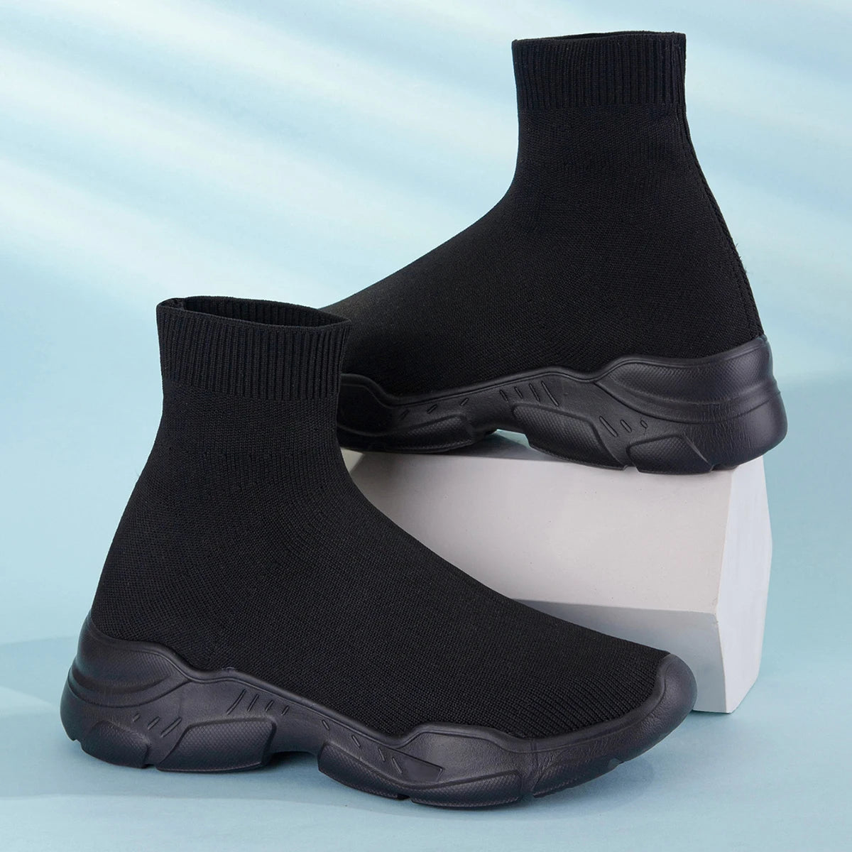 High top running socks shoes 2025 new breathable elastic sports boots casual foot socks shoes knitted men's shoes