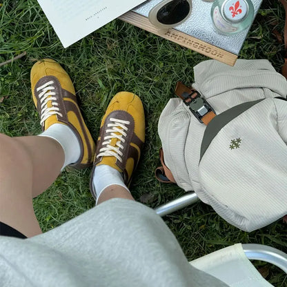 Real Leather German Training Shoes Women's Four Seasons 2025 Fashion Retro Crash Training Running Shoes Forrest Gump Shoes Women