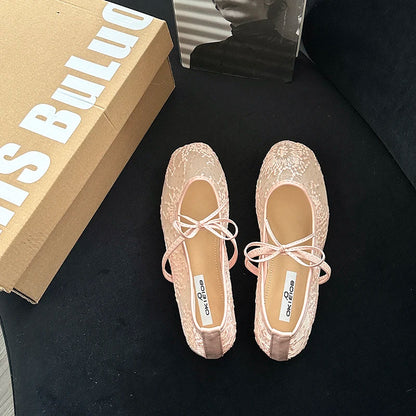 2025 Spring Lace Women Mary Jane Shoes Fashion Slip On Comfort Street Style Soft Sole Female Dress Flats Shoes
