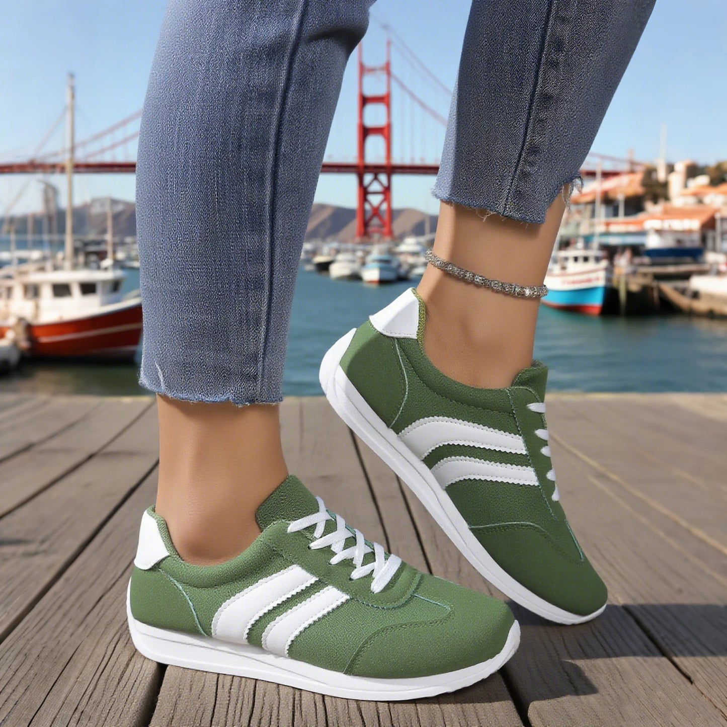Outdoor Casual Flat Shoes Women Fashion Low-Top Sneakers Comfortable Anti-Slip Walking Shoes