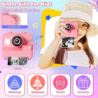 newInstant Print Camera With 32G Card Thermal Photo Printing Digital Children Camera Video Photography Educational Toy Kids Gift