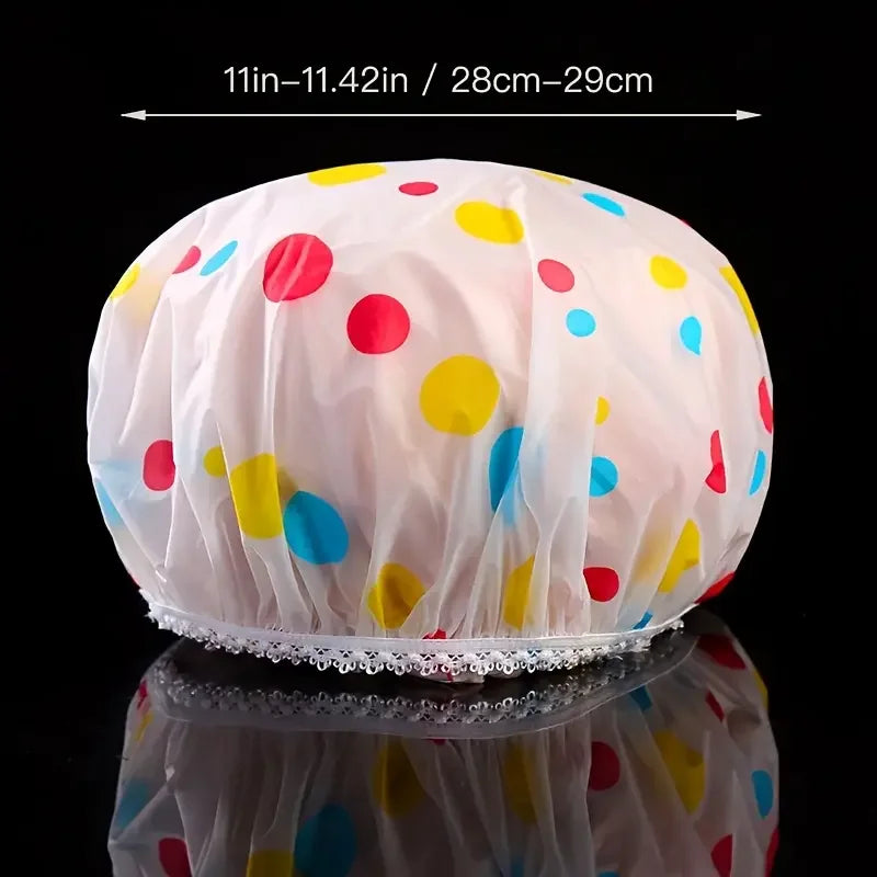 Shower Cap For Women Waterproof Shower Cap With Elastic Band Long Hair Hats For Ladies Reusable EVA Hair Cap For Hair Protection