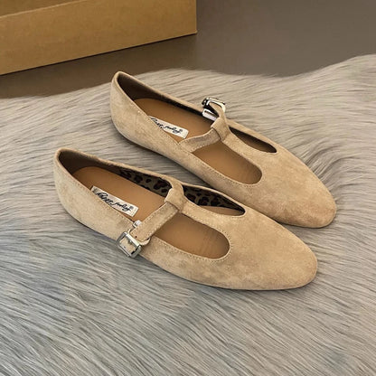 SUOJIALUN Autumn Women Flat Shoes Fashion Round Toe Slip On Ladies Elegant Mary Jane Shoes Soft Flat Heel Outdoor Dress Ballerin