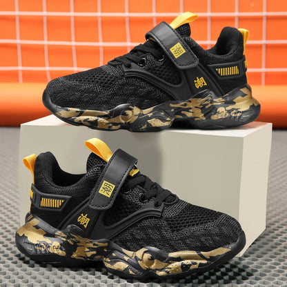 Childrens Sports Shoes Summer Running Mesh Breathable Anti Slip School Boys Exercise Jogging Shoes 2025 Fashion Four-color New