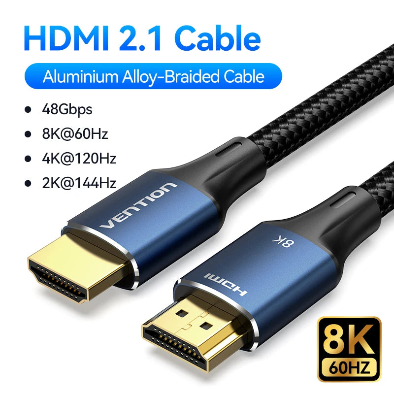 Vention HDMI-Compatible 2.1 Cable 8K/60Hz 4K/120Hz for Xiaomi Mi Box PS5 Dolby Vision 48Gbps HDMI-Compatible 8K HDMI 2.1 Cable