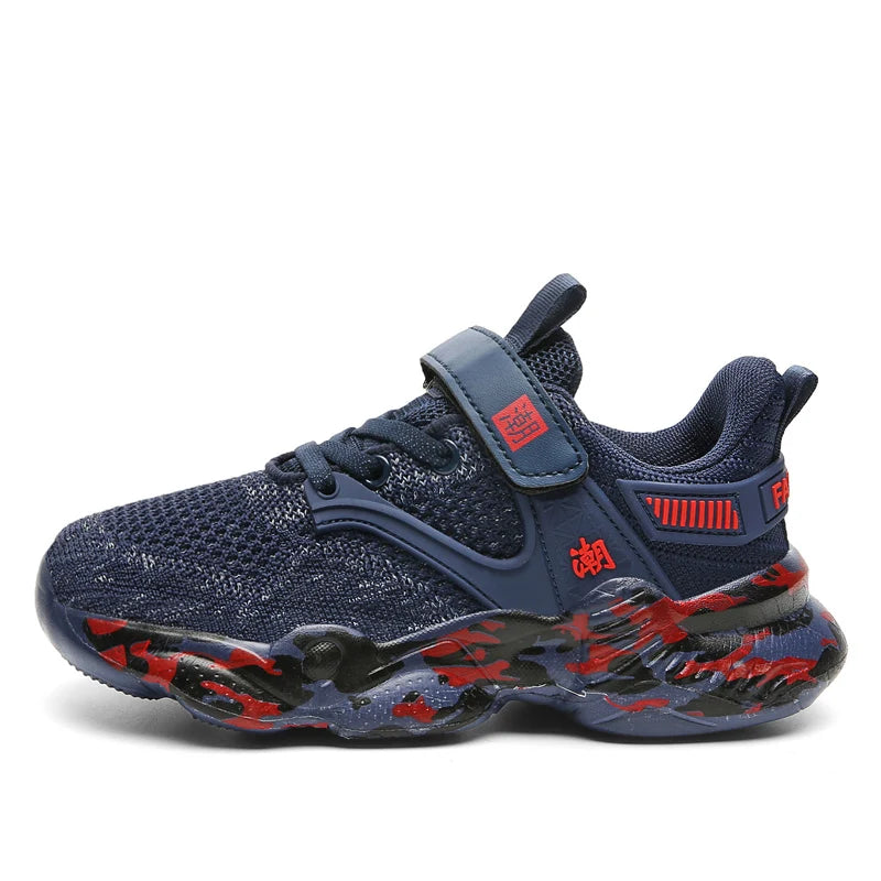 Childrens Sports Shoes Summer Running Mesh Breathable Anti Slip School Boys Exercise Jogging Shoes 2025 Fashion Four-color New