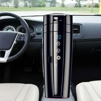 12V / 24V Stainless Steel Car Heating Intelligent Mug With Temperature Control Mug LED Display Temperature Coffee Tea Milk 400ML