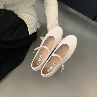 2025 Autumn Fashion Flat Ballet Shoes Women Shallow Ballet Leather Round Toe Female Ballerina Soft Moccasin Mary Janes Shoes