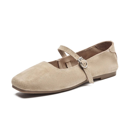 AIYUQI Mary Jane Women's Shoes 2025 New Suede Leather Non-slip Women Ballet Flat Shoes Square Toe Comfortable Female Shoes