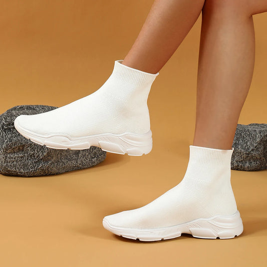 High top running socks shoes 2025 new breathable elastic sports boots casual foot socks shoes knitted men's shoes