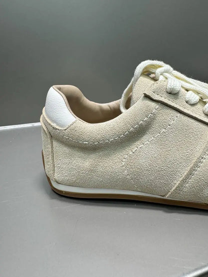Asumer 2025 Newest Luxury Cow Suede Leather Women Sneakers Solid Color Flats Casual Shoes Fashion Flat Footwear Flat Sneakers
