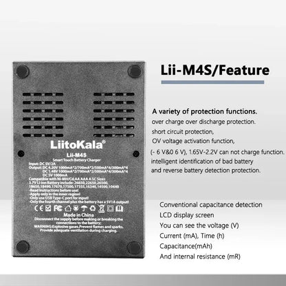 LiitoKala Lii-M4S 18650 LCD Multifunctional Battery Charger For 3.7V 1.2V 26650 21700 14500 18350 17500 AA AAA A C And Other