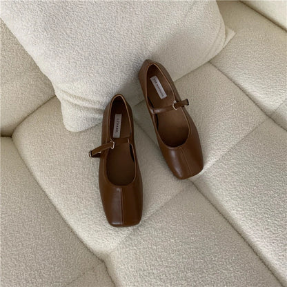 Square Toe Women Ballet Flats Fashion SOft Sole Shoes 2025 Spring Ladies Elegant Street Style Mary Jane Shoes
