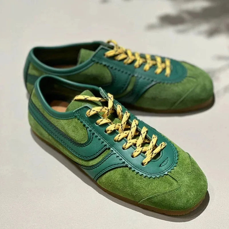 Real Leather German Training Shoes Women's Four Seasons 2025 Fashion Retro Crash Training Running Shoes Forrest Gump Shoes Women