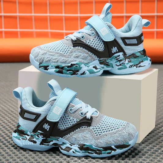 Childrens Sports Shoes Summer Running Mesh Breathable Anti Slip School Boys Exercise Jogging Shoes 2025 Fashion Four-color New