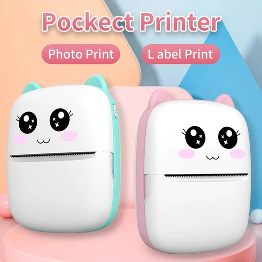 Mini-printer, Thermal Printer Ink-free Portable Sticker Printer Compatible with IOS and Android, Wireless Photo Printing Tags