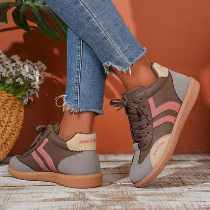Autumn Women Fashion Trend Flat Sneakers Lightweight Soft Sole Sports Shoes for Women New Lace Up Casual Walking Sneakers