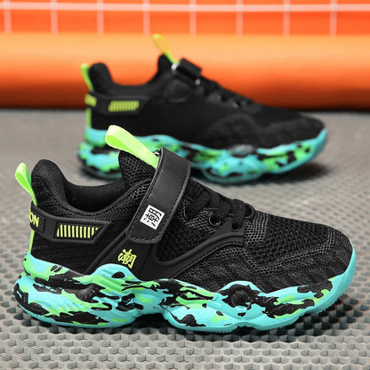 Childrens Sports Shoes Summer Running Mesh Breathable Anti Slip School Boys Exercise Jogging Shoes 2025 Fashion Four-color New