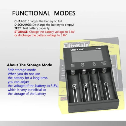 LiitoKala Lii-M4S 18650 LCD Multifunctional Battery Charger For 3.7V 1.2V 26650 21700 14500 18350 17500 AA AAA A C And Other