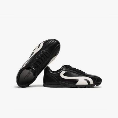 BEAUTODAY Sneakers Women Synthetic Leather Lace-up Punchwork Round Toe Trainers Outdoors Ladies Sports Shoes Handmade 29955