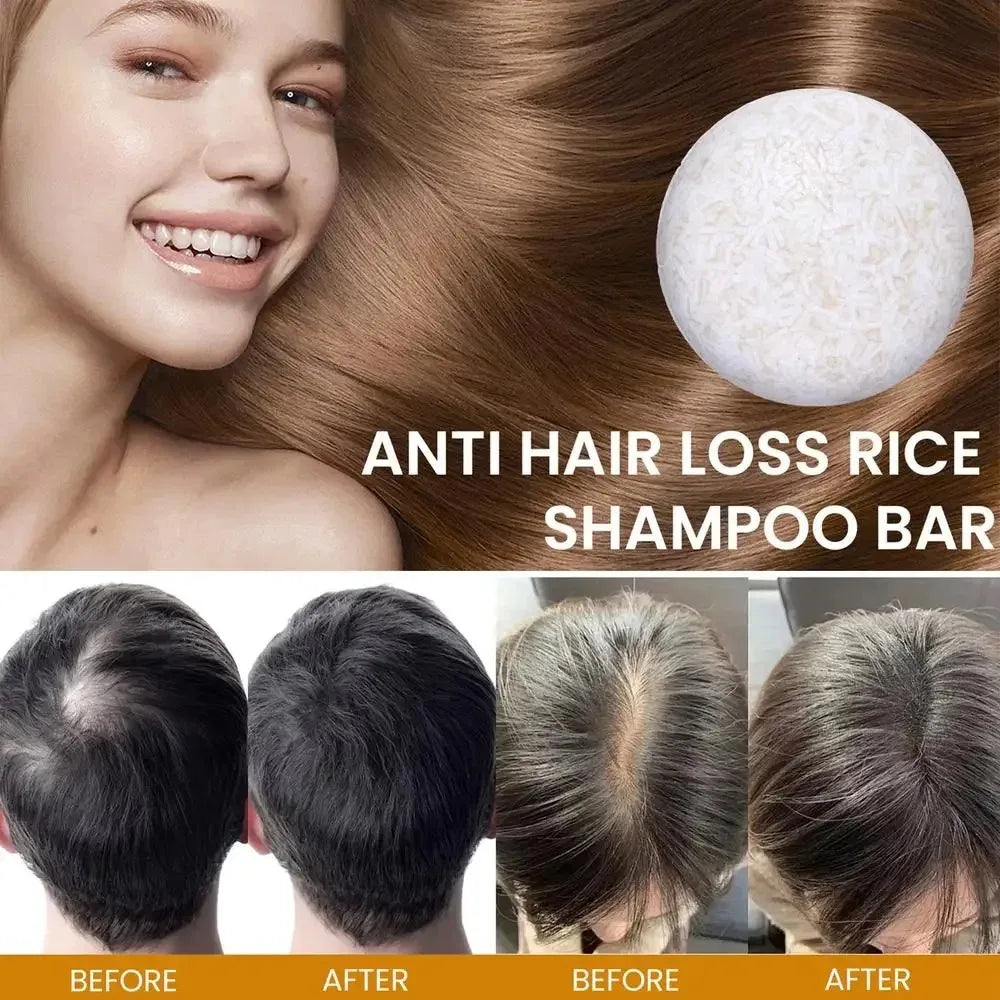 Organic Rice Shampoo Soap Bar Oil Free Conditioning Soap Rice Water Protein Nourishing Anti-loss Hair Soap Hair Growth Soap Bar