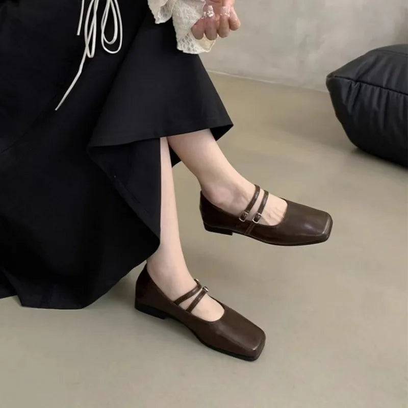 2024 Retro Flat Women's Single Shoes Mary Jane Shoes for Women Soft and Comfortable Ballet Shoes Women Zapatos De Mujer Q101
