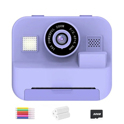 newInstant Print Camera With 32G Card Thermal Photo Printing Digital Children Camera Video Photography Educational Toy Kids Gift