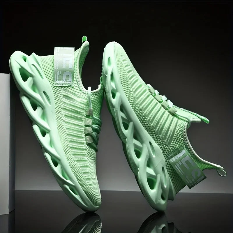 Comfortable Women's Sneakers Mesh Knit Upper Elastic Breathable Lightweight Shoes Versatile Outdoor Walking Shoes for Daily Use