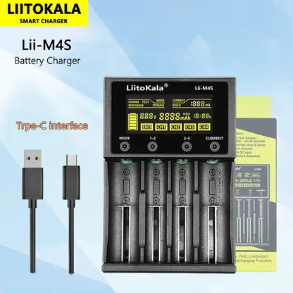 LiitoKala Lii-M4S 18650 LCD Multifunctional Battery Charger For 3.7V 1.2V 26650 21700 14500 18350 17500 AA AAA A C And Other