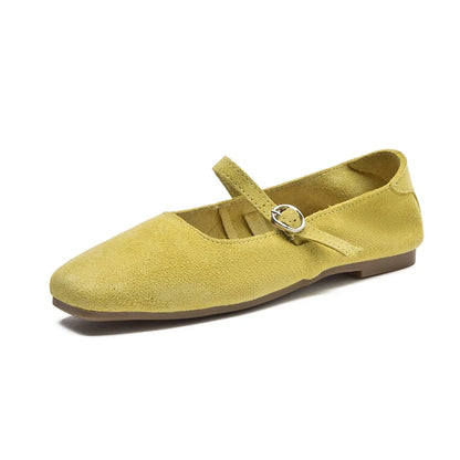 AIYUQI Mary Jane Women's Shoes 2025 New Suede Leather Non-slip Women Ballet Flat Shoes Square Toe Comfortable Female Shoes
