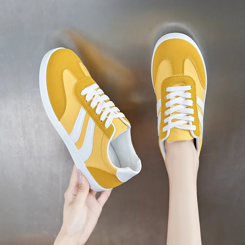Women Tennis Sneakers Flats Ladies Fashion Mixed Colors Lace-up Vulcanized Shoes Spring Autumn Woman Outdoor Trainers Footwear