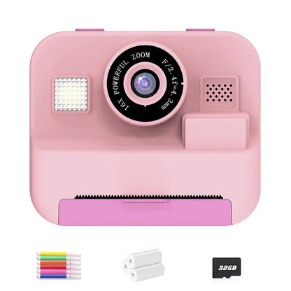 newInstant Print Camera With 32G Card Thermal Photo Printing Digital Children Camera Video Photography Educational Toy Kids Gift