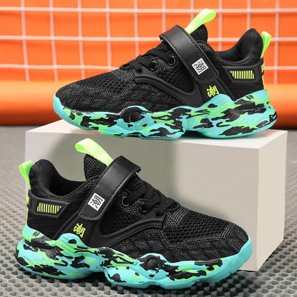 Childrens Sports Shoes Summer Running Mesh Breathable Anti Slip School Boys Exercise Jogging Shoes 2025 Fashion Four-color New