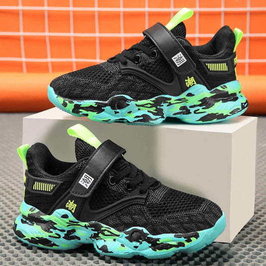Childrens Sports Shoes Summer Running Mesh Breathable Anti Slip School Boys Exercise Jogging Shoes 2025 Fashion Four-color New