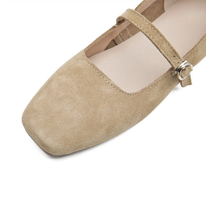 AIYUQI Mary Jane Shoes Women Flat 2025 Spring Shoes Female Genuine Leather Square Head Non-slip Large Size Ballet Shoes Women