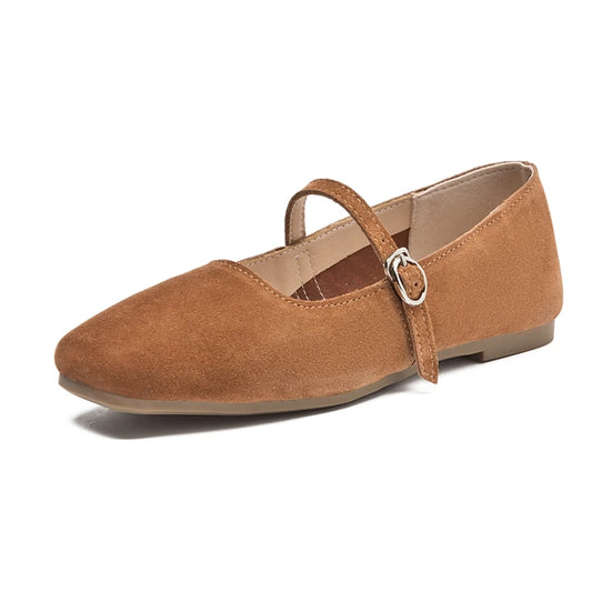 AIYUQI Mary Jane Shoes Women Flat 2025 Spring Shoes Female Genuine Leather Square Head Non-slip Large Size Ballet Shoes Women