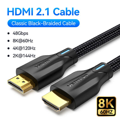 Vention HDMI-Compatible 2.1 Cable 8K/60Hz 4K/120Hz for Xiaomi Mi Box PS5 Dolby Vision 48Gbps HDMI-Compatible 8K HDMI 2.1 Cable