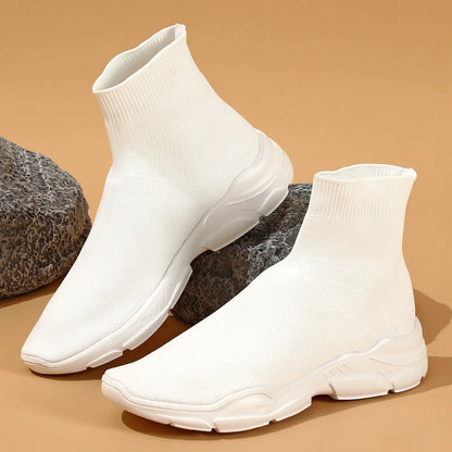 High top running socks shoes 2025 new breathable elastic sports boots casual foot socks shoes knitted men's shoes