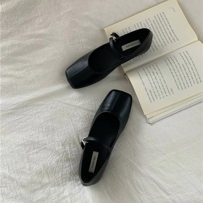 Square Toe Women Ballet Flats Fashion SOft Sole Shoes 2025 Spring Ladies Elegant Street Style Mary Jane Shoes