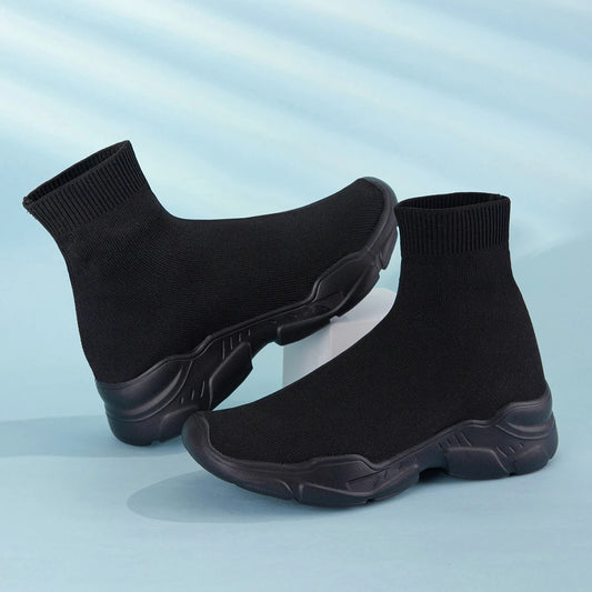 High top running socks shoes 2025 new breathable elastic sports boots casual foot socks shoes knitted men's shoes