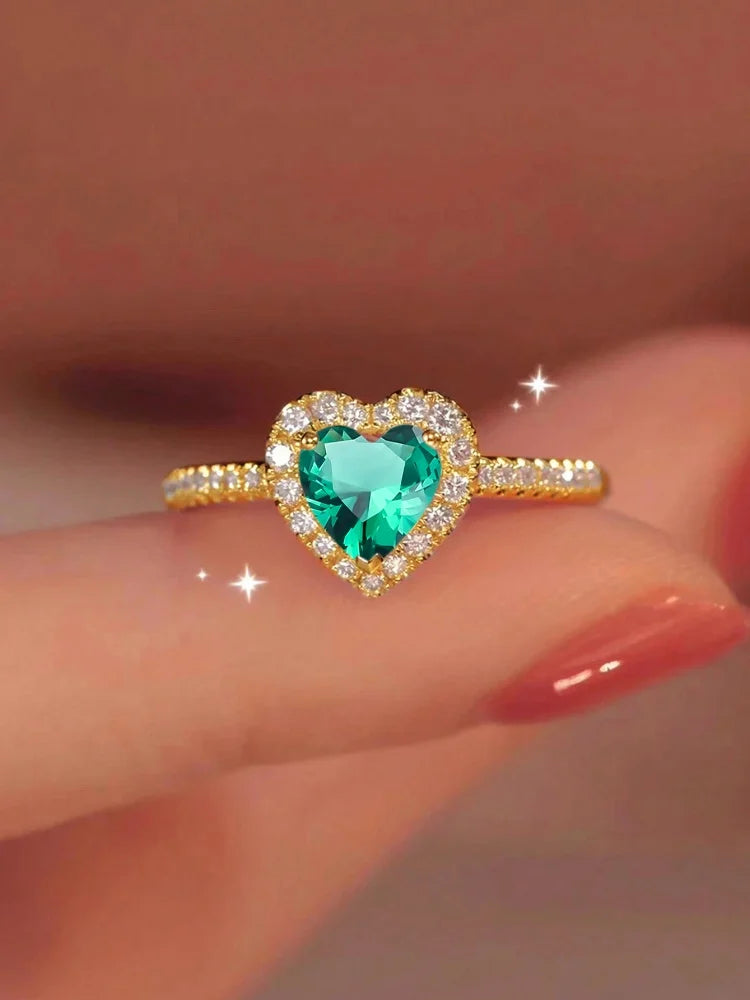 Gorgeous Zircon Shiny Love Heart Ring for Women Engagement Wedding Real 925 Sterling Silver Luxury High Quality Fine Jewelry