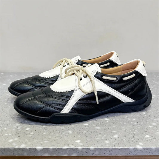 Spring and Autumn Women's Sports Shoes Round Toe Cross Strap Flat Bottom Single Shoes Fashion Casual Shoes