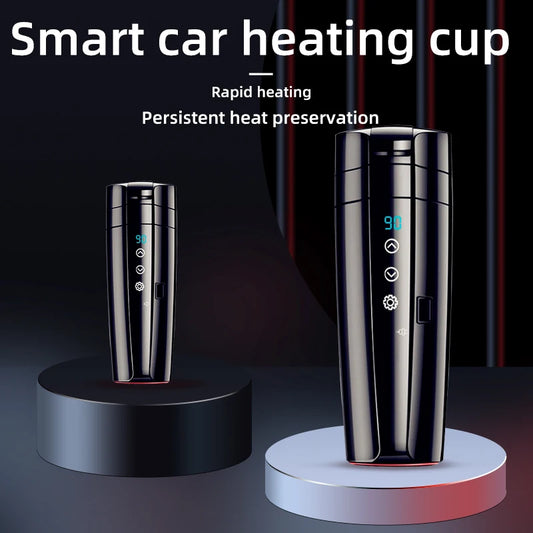 12V 24V Smart  Car Heating Cup Electric Kettle Stainless Steel Thermal Insulation Control Touch LCD Display Travel Coffee Mug