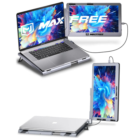 Maxfree F1 Laptop Screen Extender - 14" FHD Laptop Monitor Extender Dual Screen with 360° Rotation Stand Portable Monitor for Laptops 13-17" Plug & Play for Windows/Mac/Android/Switch/PS5
