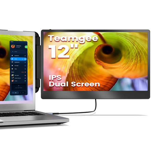 Teamgee Laptop Screen Extender 12” IPS 1080 FHD Portable Monitor with Built-in Speakers & Kickstand Compatible with Mac Windows Android Dex Harmony S1 mini Dual Screen Extender Fits 12”-16” Laptops